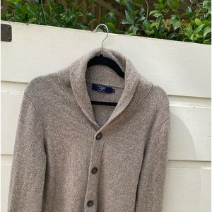 ❤️❤️J. Crew Men's m Shawl Collar Knit Marled Brown Gray Cardigan Front Buttons